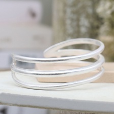Silver Plated Triple Cuff Bangle by Peace of Mind